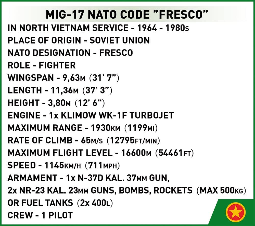 COBI 2424 - MIG-17 NATO CODE "FRESCO"