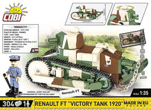 Laden Sie das Bild in den Galerie-Viewer, Cobi 2992 -  Panzer Renault FT "Victory Tank 1920"