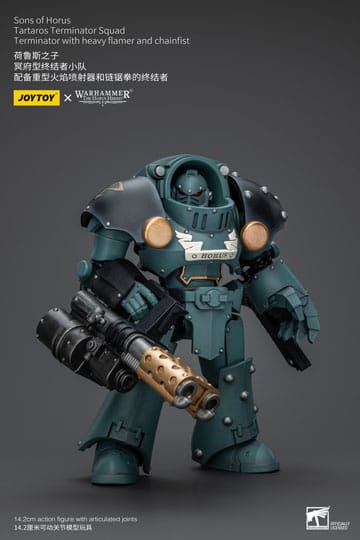 Warhammer The Horus Heresy Actionfigur 1/18 Tartaros Terminator Squad Terminator With Heavy Flamer And Chainfist 12 cm