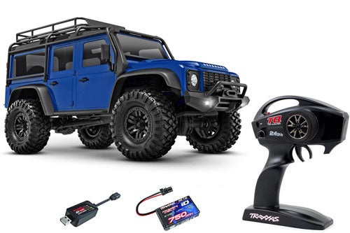 TRAXXAS TRX-4M LR Defender 4x4 blau 1/18 Crawler RTR Brushed, mit Akku und 12V Ladegerät